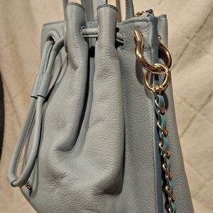 Cole Haan Light Blue Leather Satchel with Gold Chain